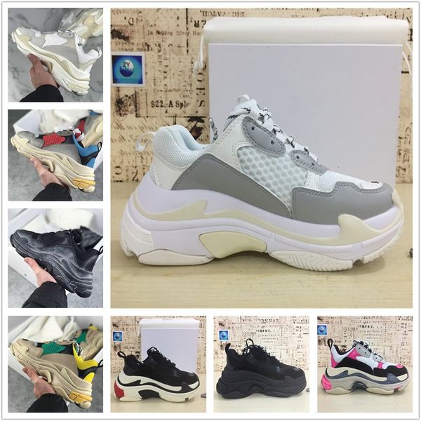 

Hot!!2018 Fashion Paris 17FW Triple-S Sneaker Triple S Casual Luxury Dad Shoes for Men's Women Beige Black Sports Tennis Running Shoe 36-45