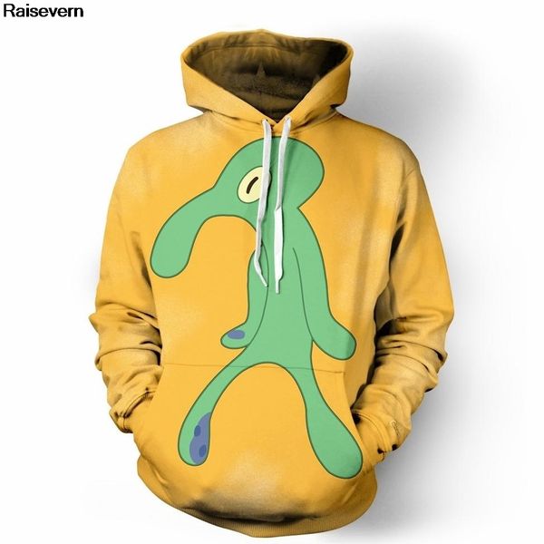 

bold brash squidward hoodie men women 2018 spring autumn long sleeve pullover hoody all over printed 3d hoodies sweatshirts, Black