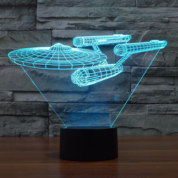 

new starship battleship 3d light colorful touch led visual light remote 3d light