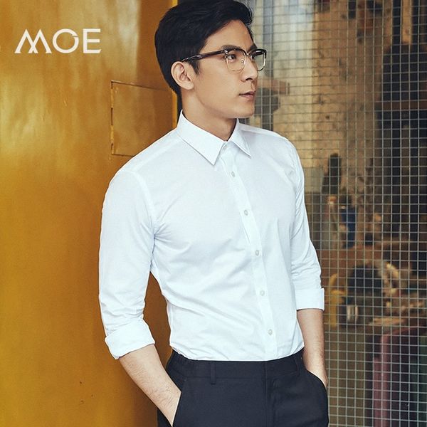 

2018 brands long sleeve business suits shirts solid white regular fit business mens dress shirts camisa masculina ax601, White;black