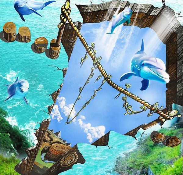 

papel de parede happy marine dolphins 3d drawing floor wallpapers for living room