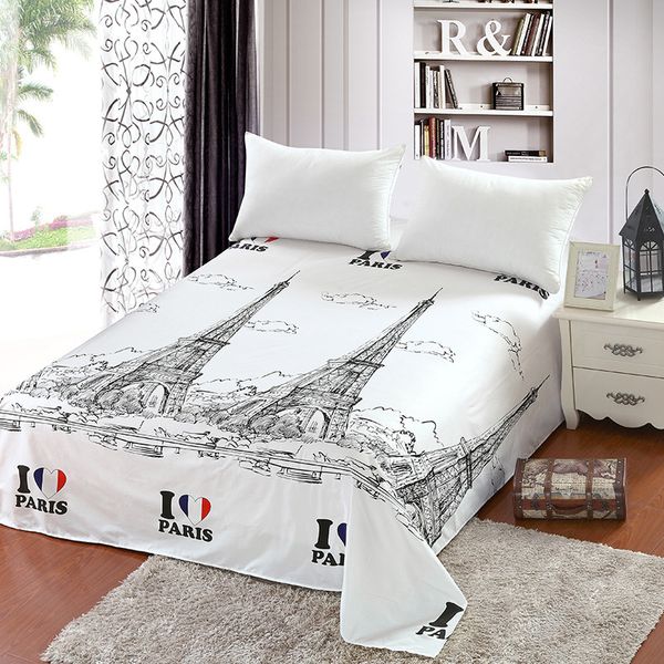 

paris tower bed sheets home textile bedding coverlet flat sheet stripes bed sheet soft warm bedsheets