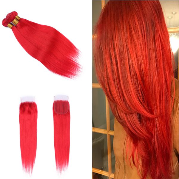 2019 Ruby Red Silky Straight 3bundles Virgin Hair Weaves With