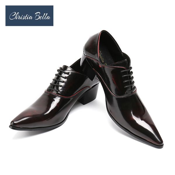 

christia bella mens dress shoes high heels leather wedding shoes mens formal business man oxfords for work plus size, Black
