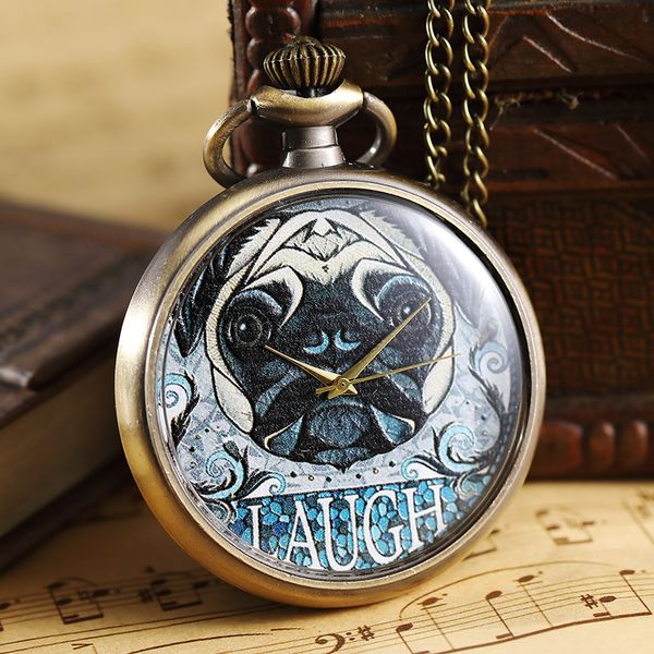 

unique bronze pocket watch men elegant women pendant necklace chain steampunk laugh ladies clock quartz pocket watches for gifts, Slivery;golden
