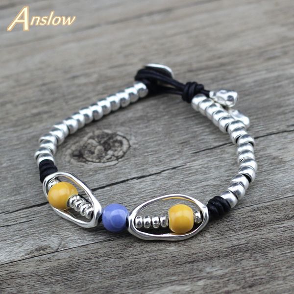 

anslow creative design cute romantic sweet fashion jewelry beads leather bracelets for girls students friend gift low0686lb, Golden;silver