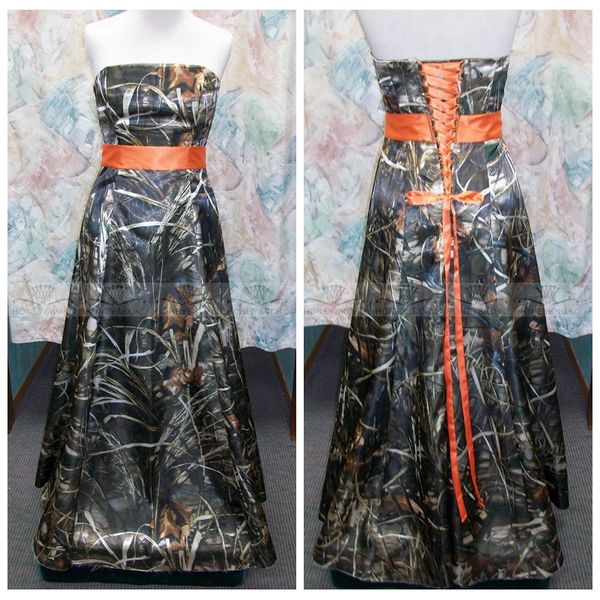 

strapless a-line satin bulrush camo long bridesmaid dresses slim reed slim camouflage custom vestidos de bridesmaids maid of honor cheap, White;pink