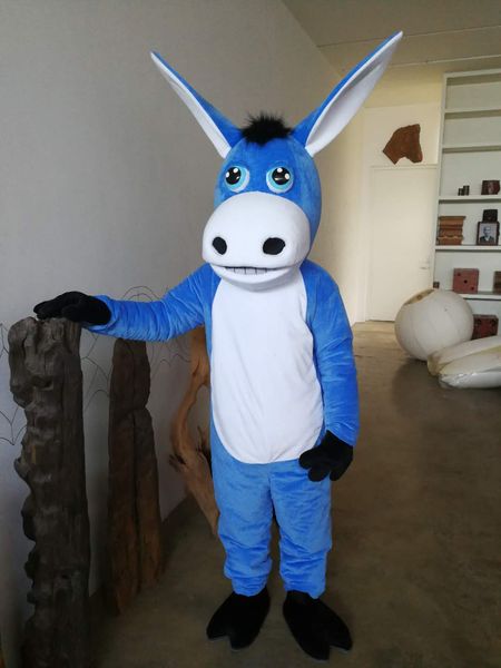 

real pictures deluxe blue donkey mascot costume size ing, Red;yellow