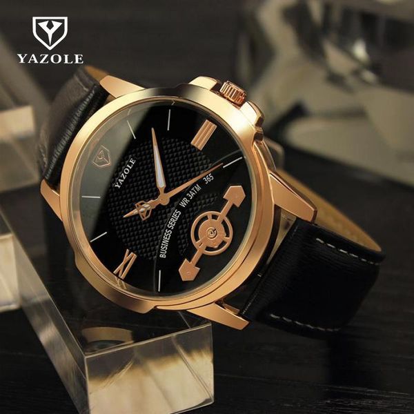 

2018 luminous luxury yazole pointer business dress leather quartz wristwatches man male gold watch black brown 365, Slivery;brown