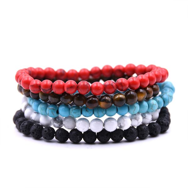

fashion men jewelry 6mm natural stone beads bracelet for women jewelry elasticity bracelets pulseiras, Black