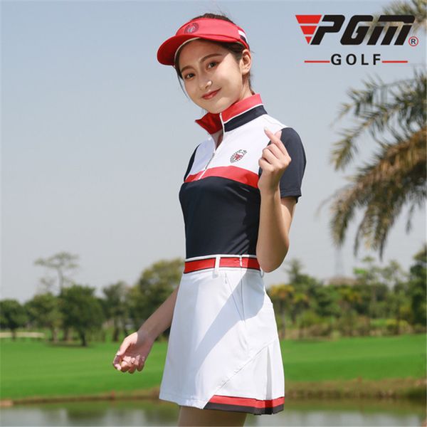 

pgm golf women clothing set quick dry breathable sportswear skirts set ladies sport golf/tennis clothes suits aa60482, Black;blue