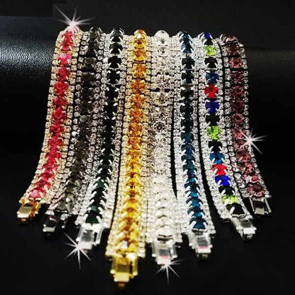 

epack5pcs crystal bracelets women link bracelet rhinestone multicolor bracelets bangles femme bridal wedding jewelry access, Black