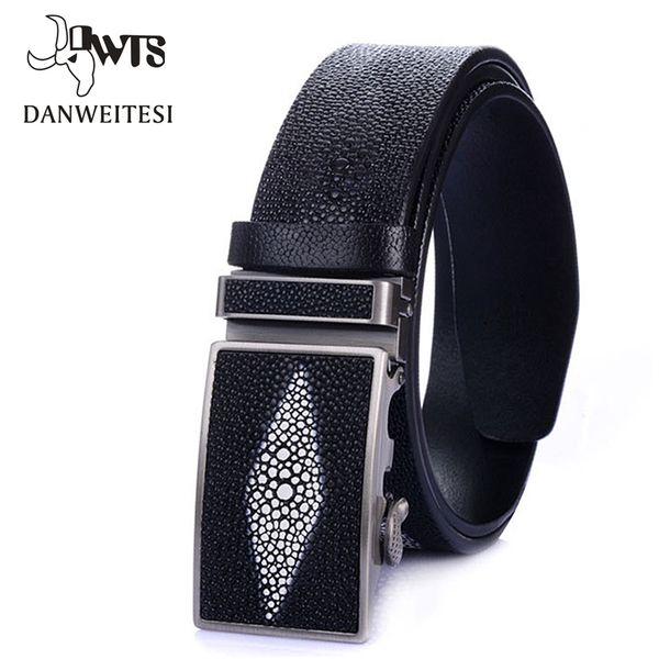 

dwts] 2016 new designer automatic buckle cowhide men pearl fish stripe belt luxury genuine leather belts for crocodile men, Black;brown