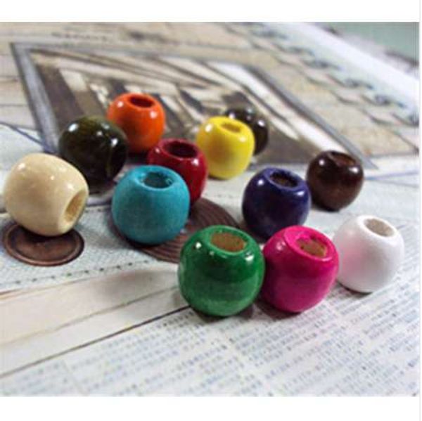 

50pcs/lot 12mm mixed colors large hole wooden beads making diy bracelet necklace loose beads jewelry accessories, Black