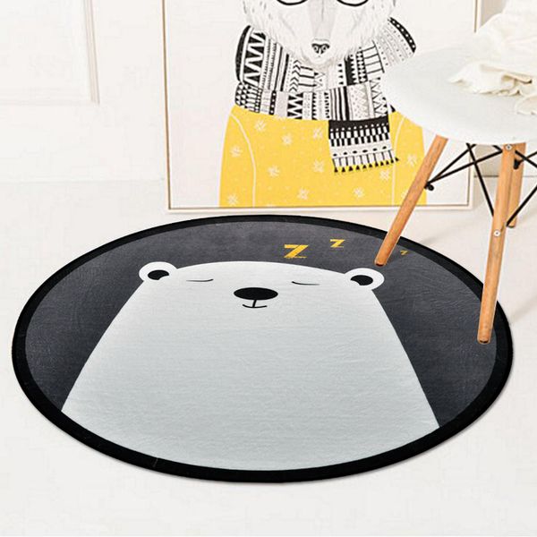 Acheter Tapis Rond Gris Nordique Tapis De Dessin Animé Mignon Ours Gras Enfants Jeu De Jeu Rampant Tapis De Sol Salon Décoration Bébé Cadeaux Tapete