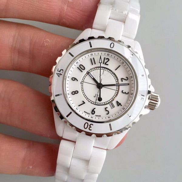 

date ceramic 33 mm case white BELT orologio sport wholesale Montre de luxe fashion women watch brad new Stainless steel womens watches