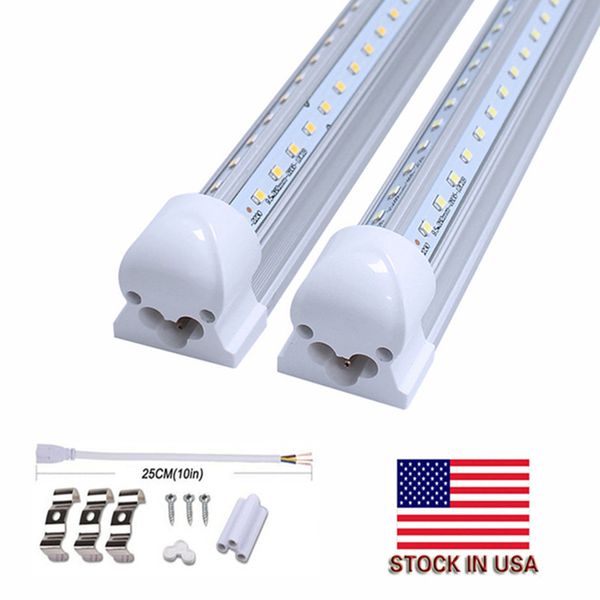 8 ft LED a forma di V doppia fila 2.4M 2400MM Lampadine a LED Tubi SMD2835 72W 8ft LED integrato Luci per negozi 4ft 5ft 6ft infissi per garage