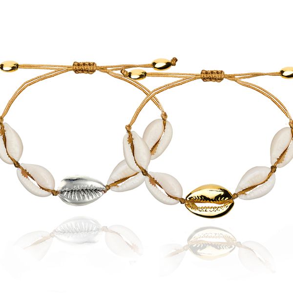 

gold cowrie shell bracelet femme adjustable boho macrame friendship bracelet real seashell mothers day jewelry gift, Black