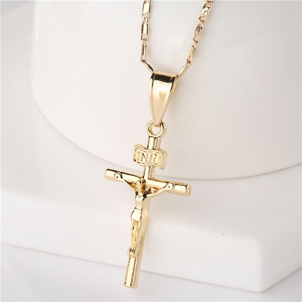 

iffurmon crucifix jesus cross necklace for women/men christmas gift collier gold color cross pendant religious christian jewelry, Silver