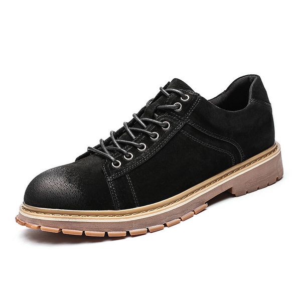 

men real leather boots fashion genuine leather men martin boots vintage style ankle boots casual men shoes, Black