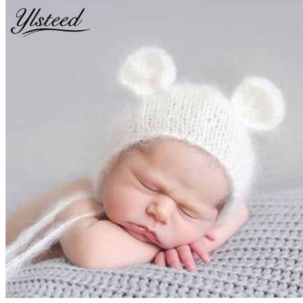 Neugeborenen Mohair Ohr Bär Hut Neugeborenen Fotografie Requisiten Baby Mütze Gorro Häkelstrick weiche Mohair Hüte Motorhaube Baby Fotografie Requisiten