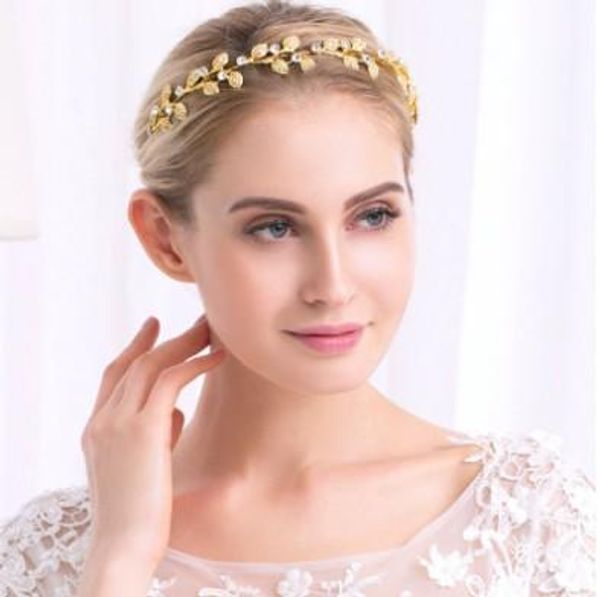 2019 Nice Party Wedding Band Gold Silver Color Leaf Crystal Bridal