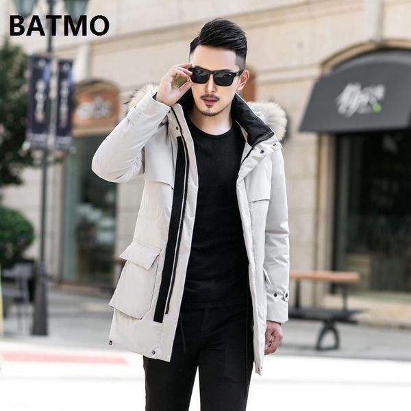 

batmo 2018 new arrival winter 90% white duck down hooded jackets men,men's warm parkas,plus-size m-4xl 1866, Black
