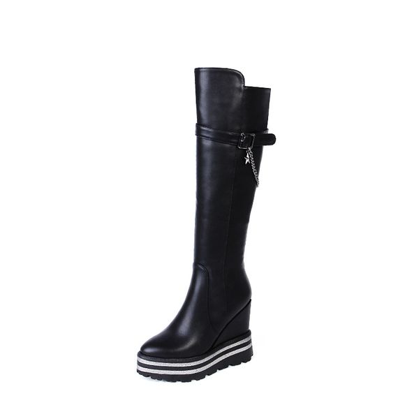 

direct sales 18 years autumn and winter models fashion pointed thick bottom increased high, Black