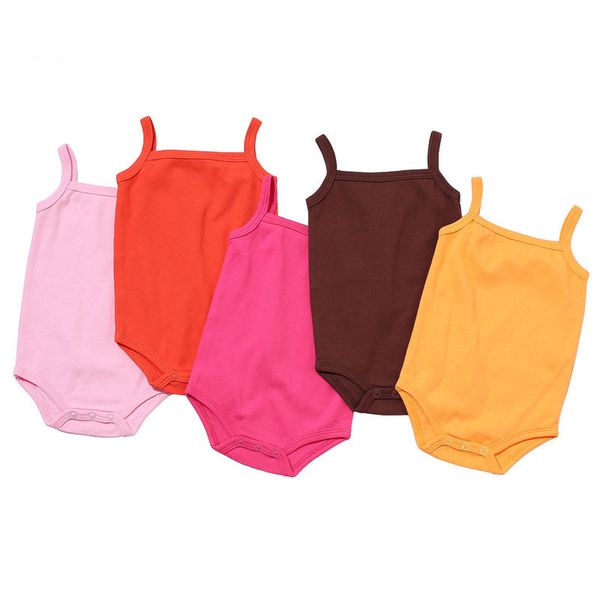 

solid baby girls bodysuits 100% cotton newborn sleeveless sling clothing baby jumpsuits toddler clothes infant bodysuit 9 colors, Blue