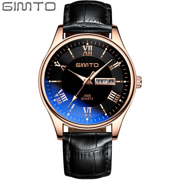 

2018 men watch gold black genuine leather classic simple business casual male quartz wristwatch roma numeral calendar week time, Slivery;brown