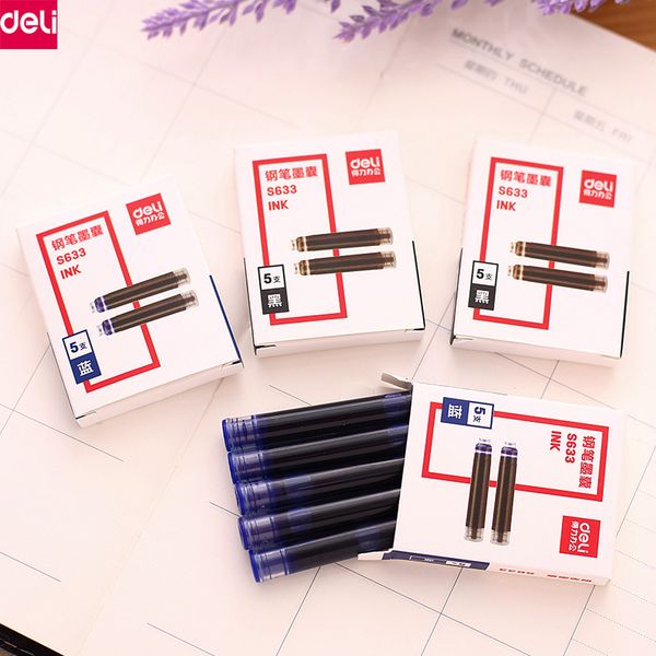 

deli fountain pen ink sac ink bag replacement black/blue color for school office stationery writing pen refills supplies