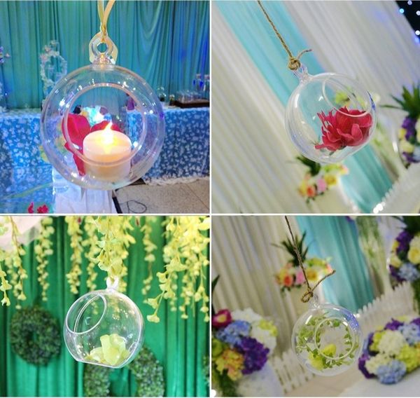 

100pc lot 9cm tran parent acrylic ball va e bowl hanging air plant terrarium tea light holder wedding candle tick garden home decor