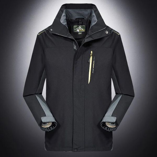 

autumn man's patchwork single layer jacket,detachable hooded deportes waterproof windbreaker,professional jackets, Black;brown