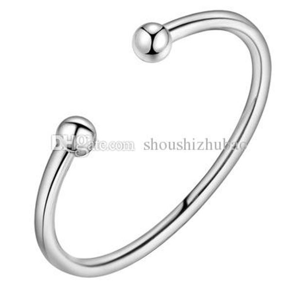 

classic and charm men jewelry silver plated opening friendship bangles bead cuff bracelets bijouterie gifts chks049, Black
