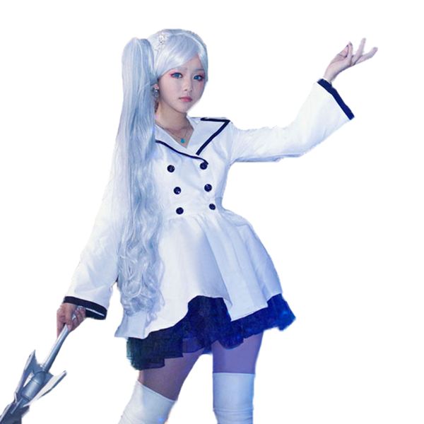 

rwby weiss schnee cosplay costume white coat printting coat, Black