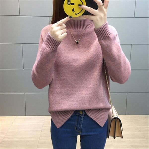 

2018 new autumn winter women sweaters fashion female half turtleneck pullovers loose knitted sweaters female casual pz313, White;black