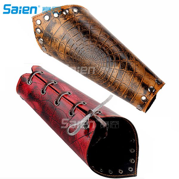 Kol Bacak Isıtıcıları Bracers Hakiki Deri Ejderha Knight Gauntlet Bileklik Geniş Bracer Zırh Manşet