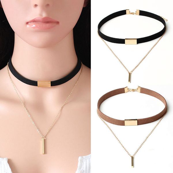 

fashion women velvet choker necklace gold plated chain pendant necklace jewelry, Silver