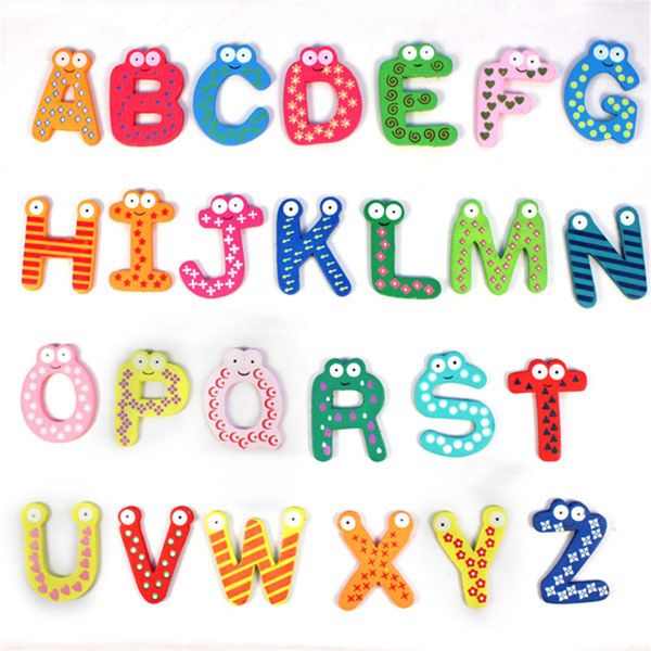 

christmas gift sale yang colorful cute 26 letters wooden cartoon fridge magnet kid's baby educational toy