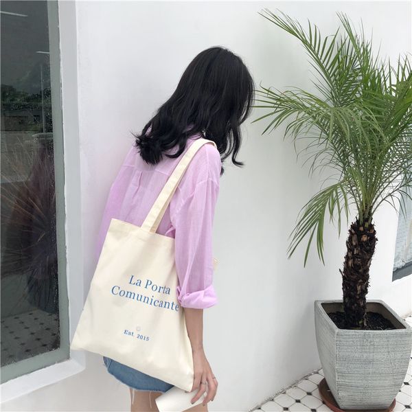 

raged sheep women reusable canvas shopping bags canvas letter simple fashion fresh popular large ladies folding beach bags