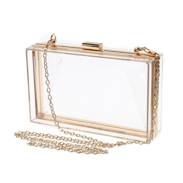 

thinkthendo new women's handbag transparent clutch bag luxury evening acrylic handbag chain strap messenger bag