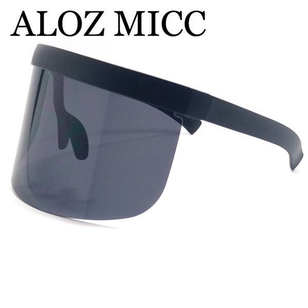 

aloz micc luxury oversize shield visor sunglasses women men unique rimless vintage men flat shades color eyewear uv400 a389, White;black