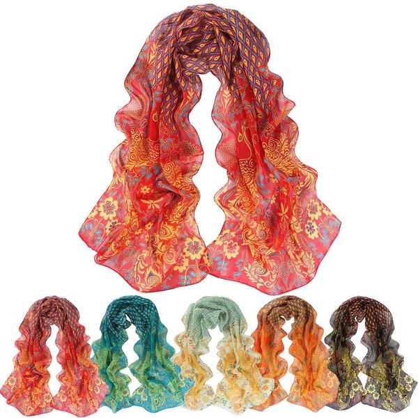 

kancoold silk scarf shawl women peacock pattern soft silk chiffon shawl wrap wraps scarf scarves feb17, Blue;gray