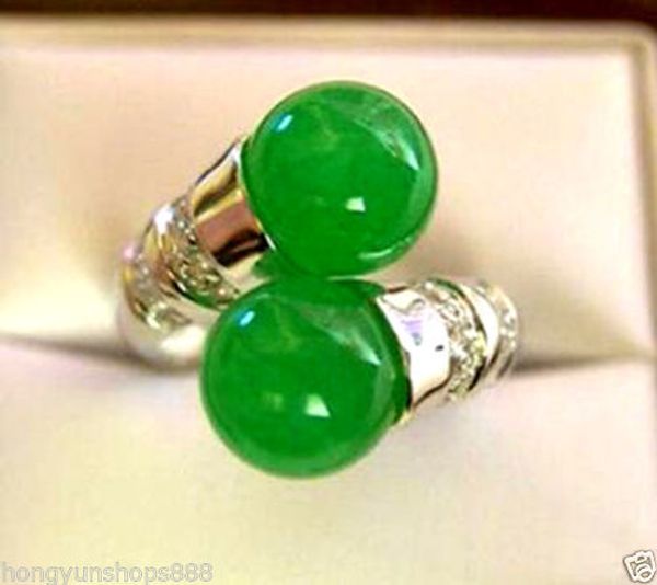 

Красивый тибетский серебристый натуральный зеленый нефрит кольцо Размер: 6 # 7 # 8 #