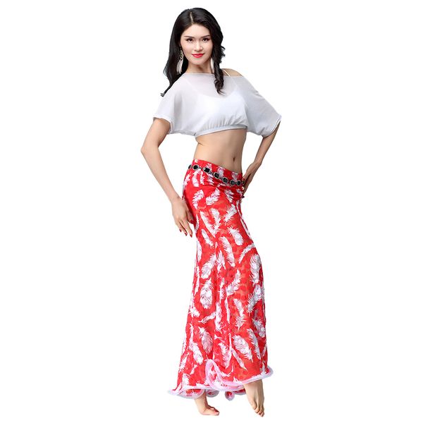 

2018 new belly dance summer mesh practice clothes suit skirt&safety pants 4color, Black;red