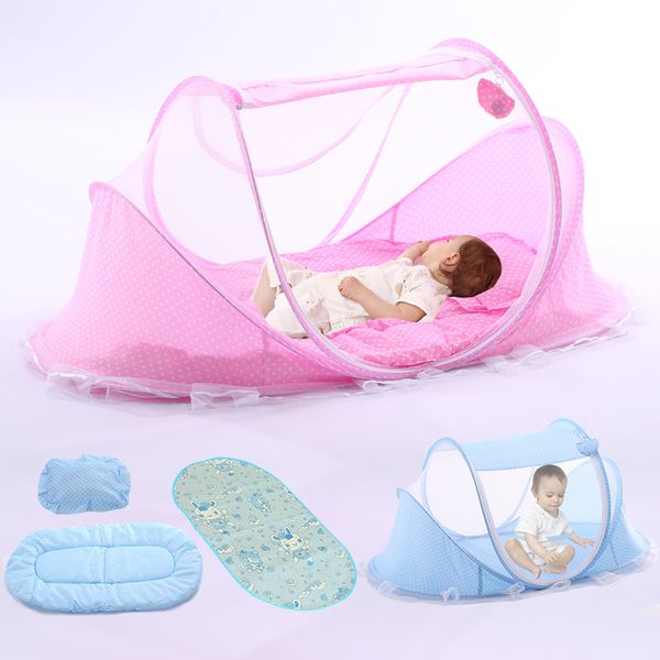 

portable soft baby mosquito net crib 0-3 years bedding mosquito net foldable bed cotton sleep travel beds cribs pillow mat 99