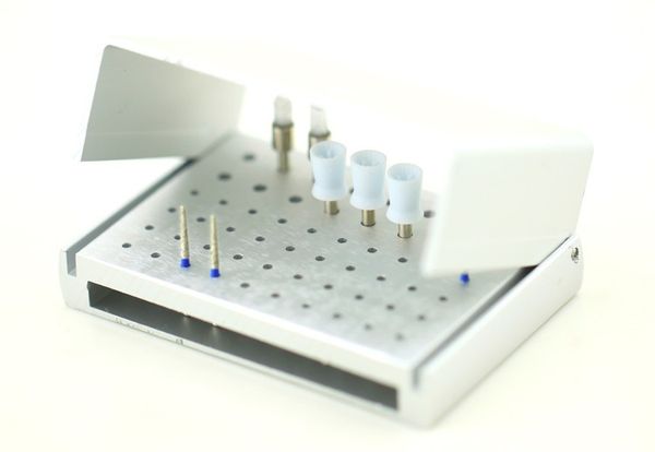 

New 1Pc 58 holes Autoclavable High Speed Low speed Dental Burs Holder Dental Bur Receiver box Aluminum base