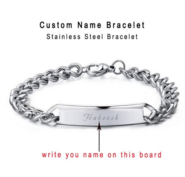 

custom personalized bracelet name engraved cowboy bracelets men customized words women jewelry provide engrave gift box qi qi wu, Black