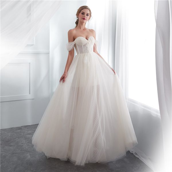 Real Image 2019 Elegant Off The Shoulder Wedding Dresses A Line