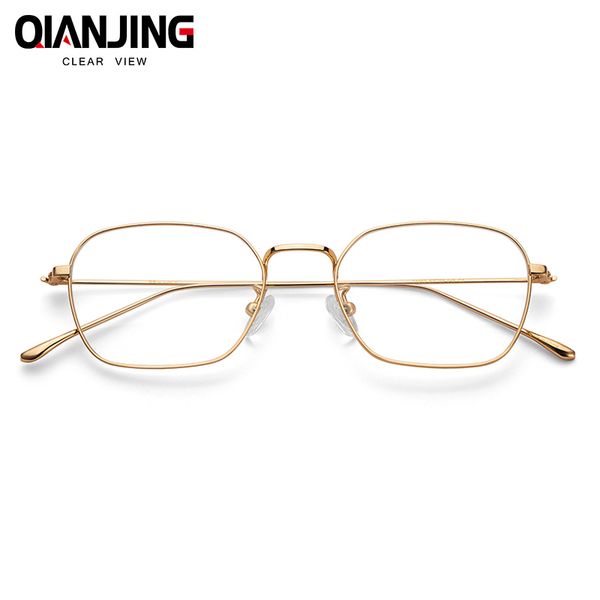

qianjing clear metal spectacle frame optics myopia eyeglasses classic lasses men women plain lens glasses, Silver